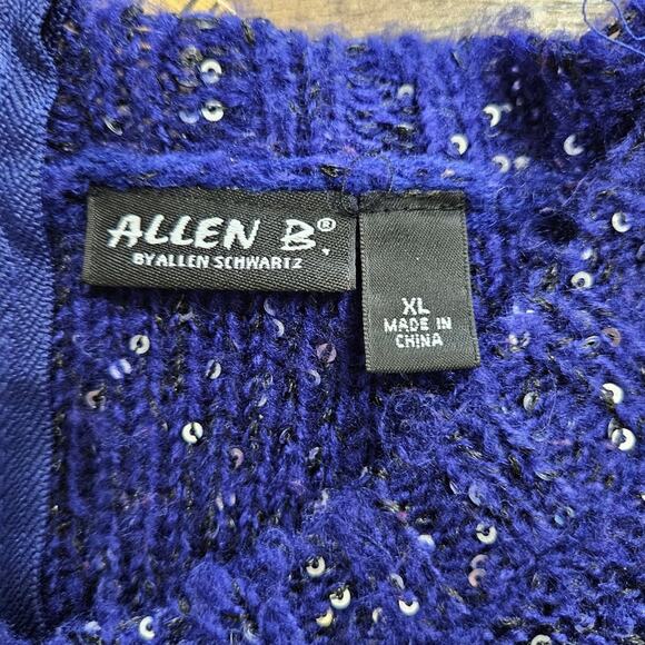 Allen B by Allen Schwartz Sweater Sequin Drop Shoulder Blue High Low XL Bling - Picture 10 of 14